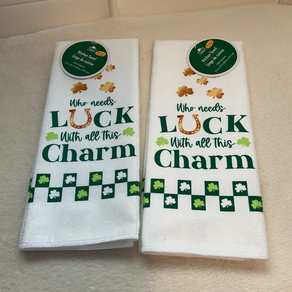 ST PATRICK DAY Other - St. Patrick's Day Kitchen Towels - White and Green